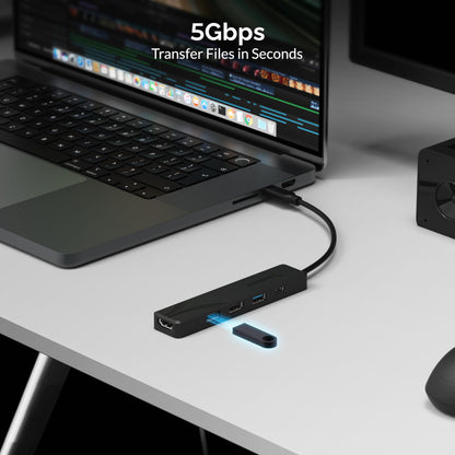 SABRENT 4-Port USB 3.0 Hub with Individual LED Power Switches - Slim, Portable Design - 2 Ft Cable - Fast Data Transfer - Compatible with Mac & PC (HB-UM43)