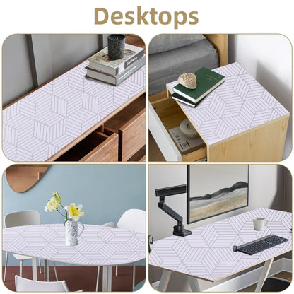 Shelf Liners for Kitchen Cabinets 12in x 30FT, Non Adhesive Cabinet Liner Strong Non-Slip Thickened Silver Geometric Easy to Clean for Shelf, Cabinet, Refrigerator with Knife and Tape Measure