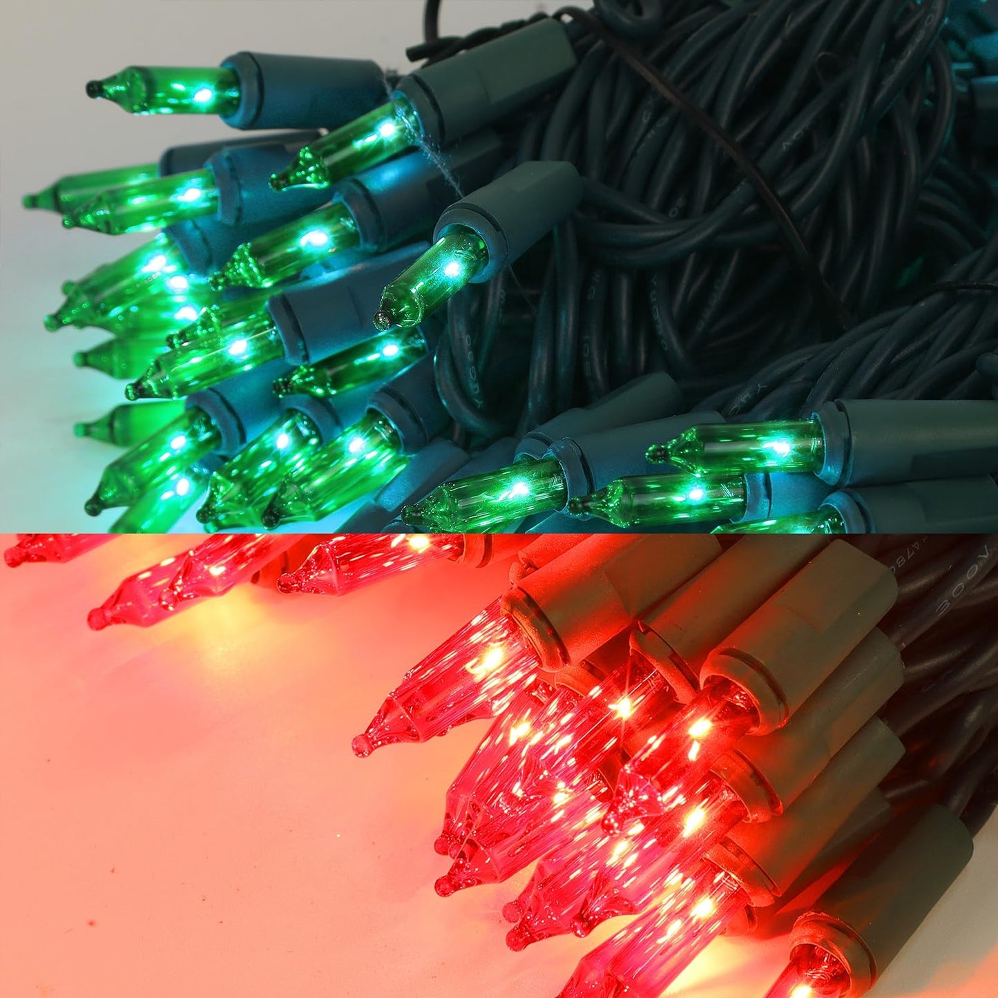 Watereem 2 Pack Red&Green Christmas String Lights, 100 Count, Incandescent Mini Christmas Lights, Connectable Xmas Tree Light for Indoor Outdoor Garland Birthday Holiday Wedding Festival Party