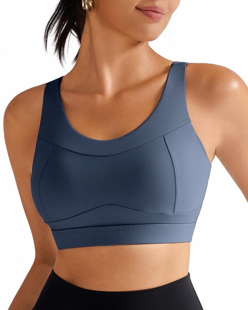 RUNNING GIRL High Impact Sports Bras for Women,Racerback Running Bra Workout Crop Tank Tops Longline Sports Bra Push up(WX2667 Dark Grey XL)
