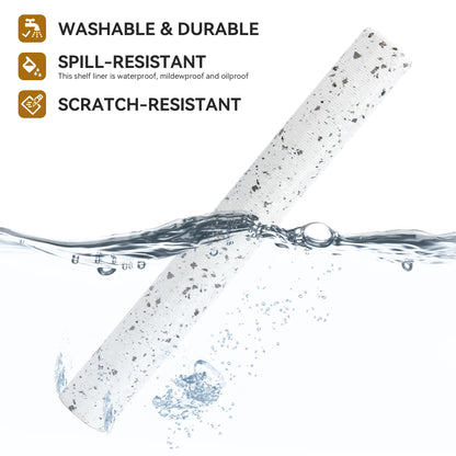 RAY STAR Shelf Liners for Kitchen Cabinets Non-Adhesive, 12 Inch x 10 Feet Trimmable Terrazzo Speckled White Shelf Liner Non Slip Vanity Cabinet Liner Refrigerator Cupboard Pantry Liner Marble