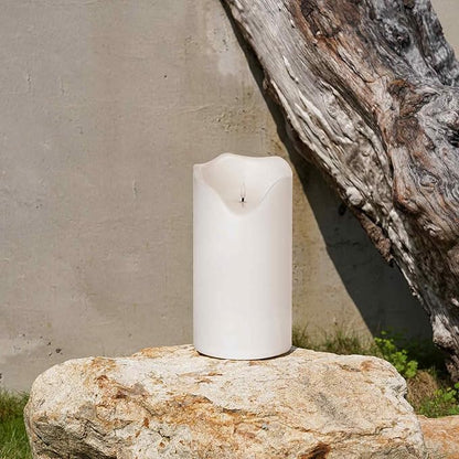 Homemory 6.3" x 12" Extra Large Outdoor Waterproof Candle with Auto 6-Hour Timer, White Plastic Made, Long Last for Months