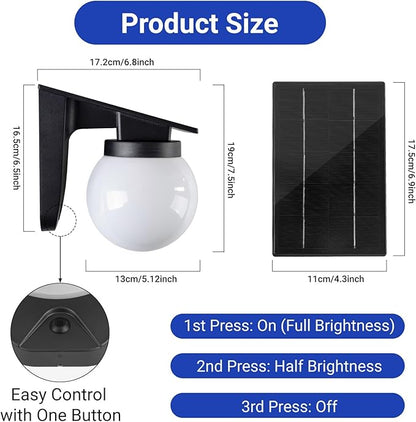 Solar Wall Lights Outdoor, 2 Pack, 3 Lighting Modes, IP65 Waterproof, Wireless Solar Powered LED Lights for Backyard, Garden, Fence, Patio, Front Door - Bright & Durable Outdoor Lighting-White