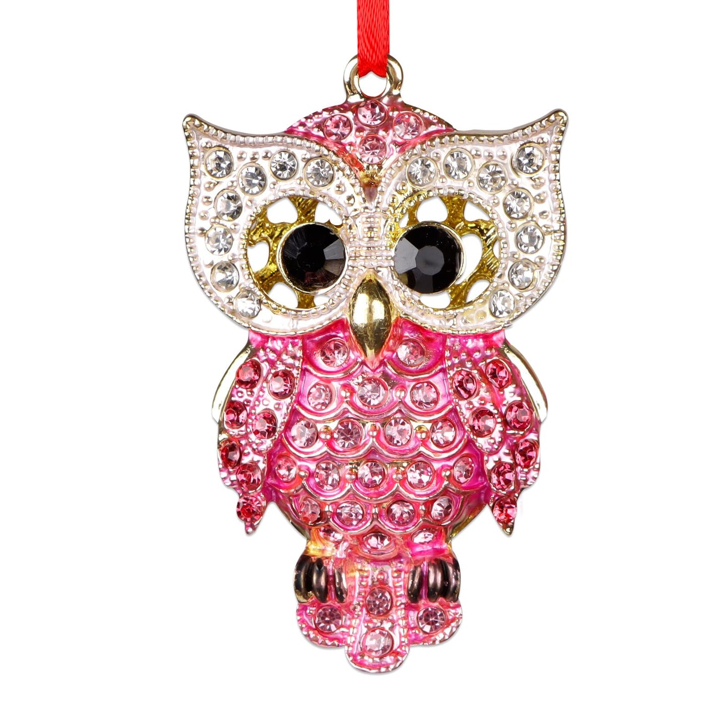 WaaHome Metal Owl Christmas Ornaments 2026 - Pink Owl Keepsake Ornaments for Christmas Tree Decorations Gifts for Women Girls Mom Owls Lovers