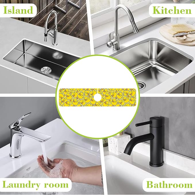 Sink Splash Guard Faucet Mat Rubber Ducky Absorbent Fast Drying Mat Sink