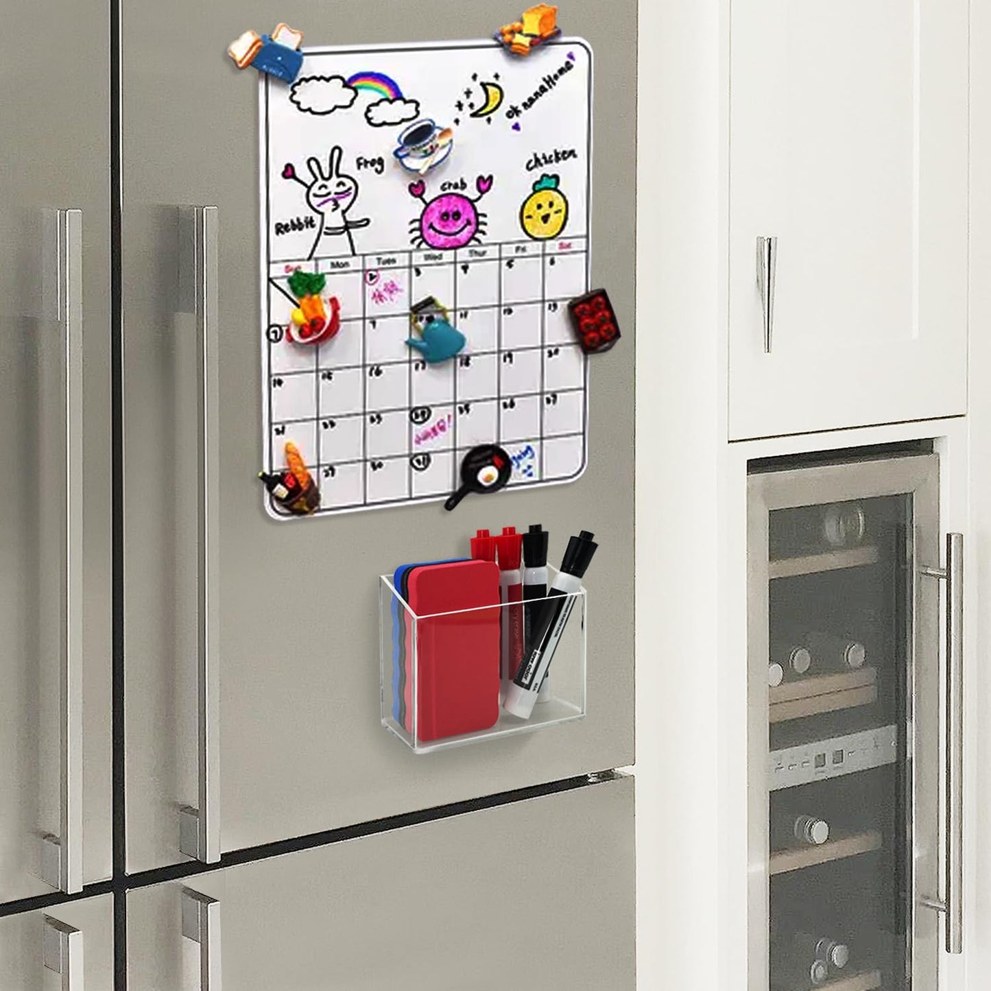 VieFantaisie Magnetic Glass Whiteboard Pen Holder, Magnetic Dry Erase Marker Holder for Fridge, Whiteboard, Desk Locker Organizer Accessories, Office, Home, 1 Pack