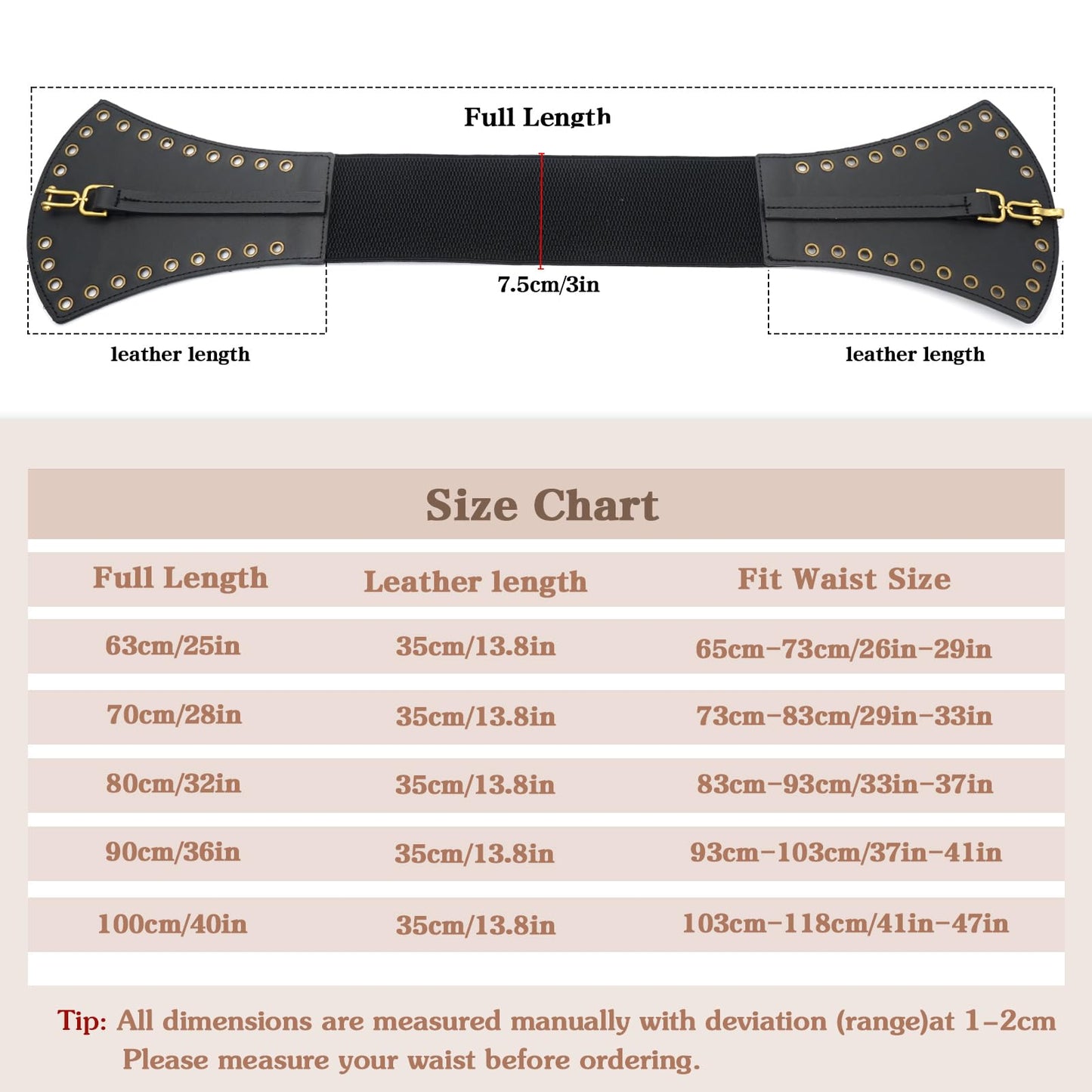 BAOKELAN Women Wide Elastic Belt Vintage Irregular Stretchy Waist Belts for Dresses Black 100CM