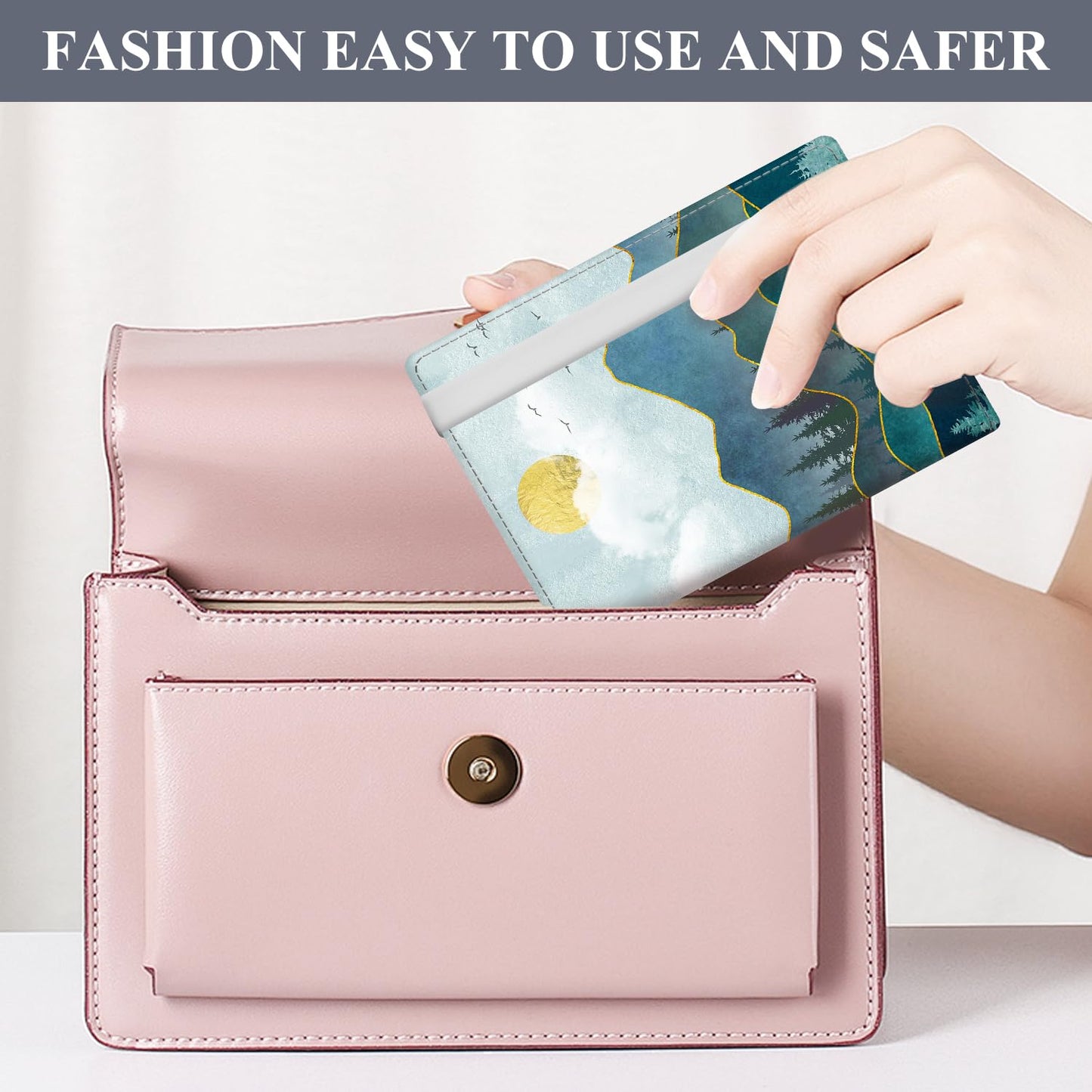 ATJFKIXL Passport Holder for Travel Essentials, RFID Premium Leather Passport Wallet Cover Case for Travel Must Haves Accessories, Passport Book Holders for Women Men Cute Mountain