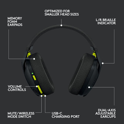 Logitech G435 Lightspeed & Bluetooth Wireless Gaming Headset - Lightweight Over-Ear Headphones, Built-in mics, 18h Battery, Dolby Atmos, PC, PS4, PS5, Nintendo Switch/Switch 2, Mobile - Black