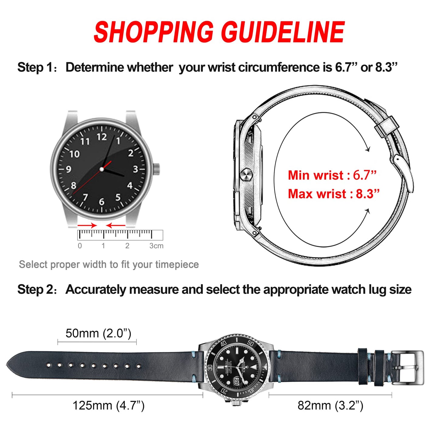 hemsut h 20mm Leather Watch Bands for Men, Thin Soft Horween Leather Watch Strap Quick Release Vintage Watch Wrap