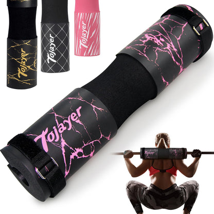 Tojayer Squat Pad Barbell Pad - Neck & Shoulder Protective Foam Workout Weight Lifting Bar Cushion for Lunges & Hip Thrusts, Fit Standard and Olympic Bars Perfectly, Pink Marble