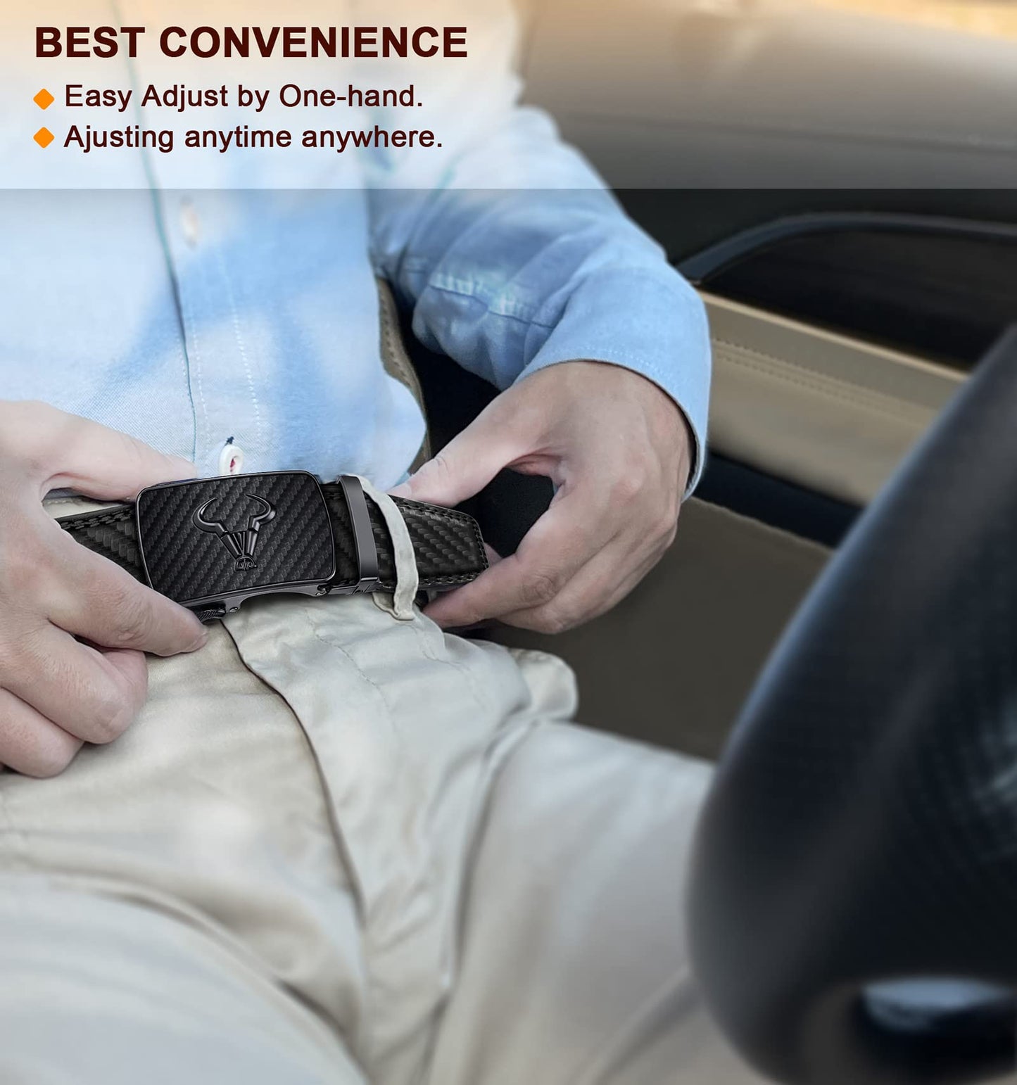 BULLIANT Men's Belt,Brand Ratchet Belt Of Genuine Leather For Gift Men Dress,Size Customized(Black,38"-44" Waist Adjustable)