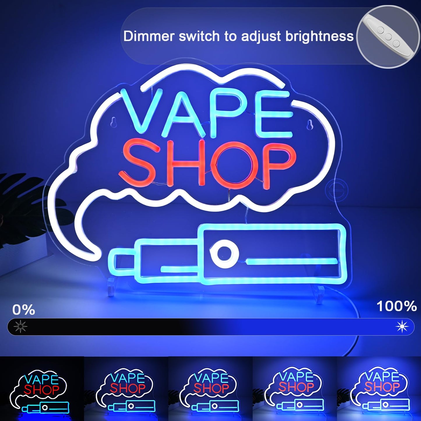 Britrio VAPE Shop Neon Sign Wall Art Decor Smoke Business Window Home Bar Office Bedroom Kitchen Man Cave Garage Light Up Sign Birthday Party Gift 5V USB