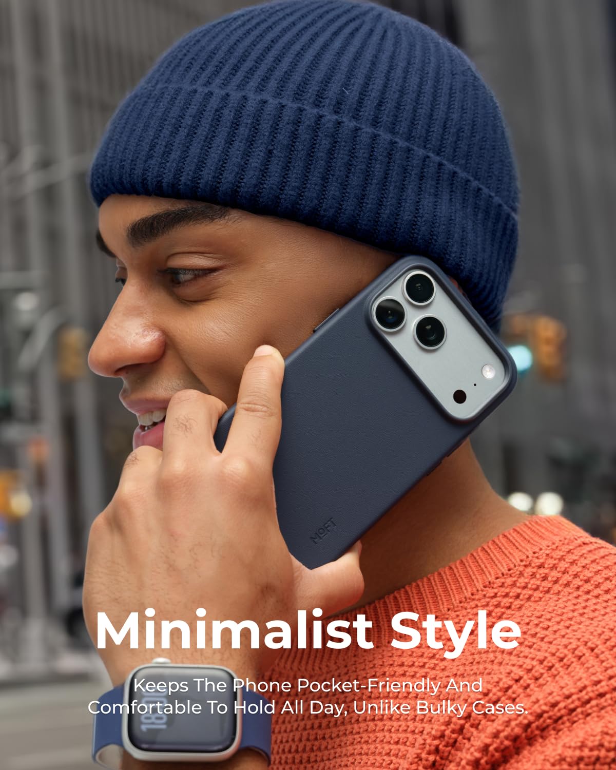 MOFT for iPhone 17 Pro Max Case- MOVAS Snap Case, MagSafe Compatible, Soft-Touch Vegan Leather, Classic Minimalist Design, Lightweight, Stain-Resistant & Camera Protection, Navy Blue