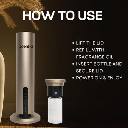 Smart Plug-in Diffuser with App Control | Waterless Cold Air Diffuser | My Way Hotel-Inspired Scent Included | 500 Sq. Ft. Coverage | Mother's Day & Housewarming Gift | Black