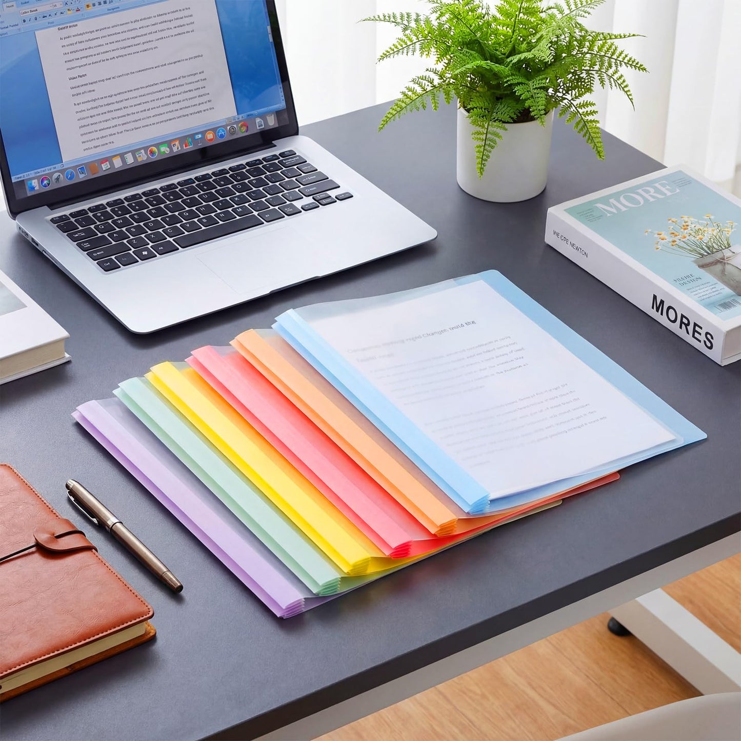 Feifeiya 72 Pack Plastic Report Covers with 3 Prongs Presentation Folders Bulk, 100 Sheet Capacity, Clear Front Report Covers for Presentation Document Paper School Office Supplies (Fresh Colors)