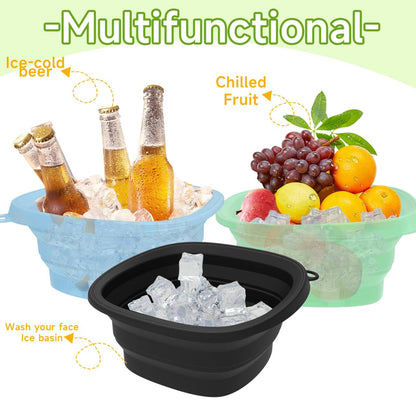 EBIGIC Face Bowl for Ice with Built-in IceTray,Collapsible Silicone Face Ice Bowl – Cold Plunge Therapy for Skin Tightening & Facial Treatment– Portable Spa Tool for Home & Travel（Blue)