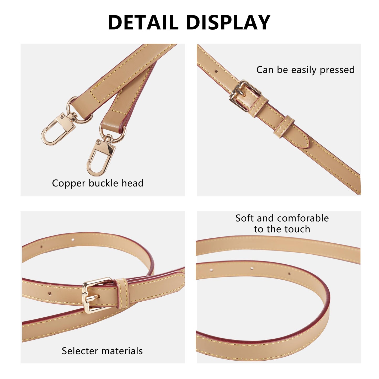 LvansWtl Apricot Beige Vachetta Leather Adjustable Replacement Strap - 0.59in Width,37.8-48.43in (96-123cm), Fits Carryall,Alma,Speedy 20/25/30/35, Crossbody Bags
