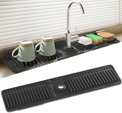 Faucet Mat for Kitchen Sink, 24 Inch Longer Silicone Sink Splash Guard