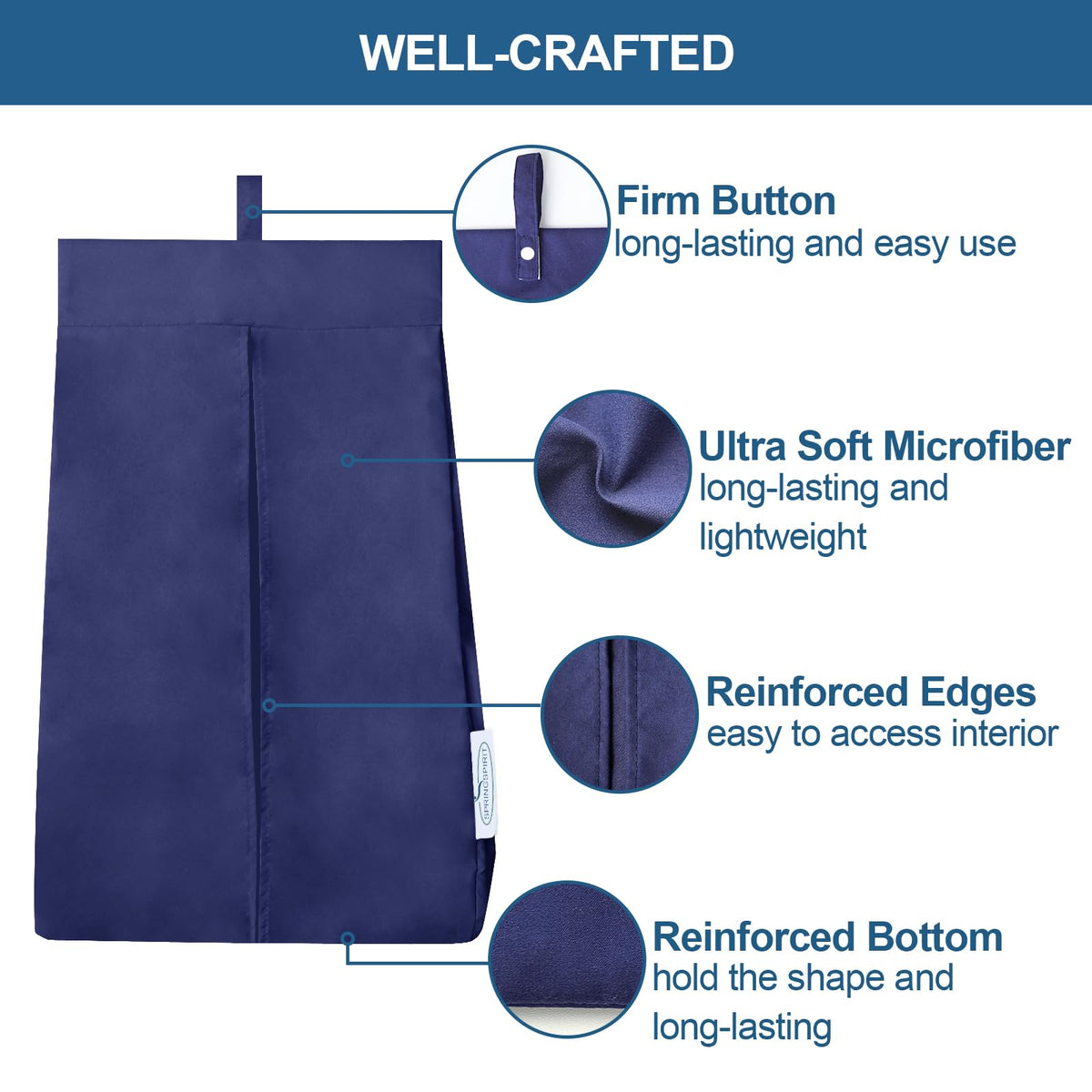 SPRINGSPIRIT Diaper Stacker Caddy Organizer Easy Access & Dustproof Portable Hand Free Diaper Holder for Adults or Nursery, Machine Washable Navy