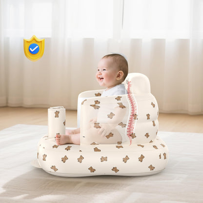 Mink Inflatable Baby Seat for Babies 3+ Months,Infant Floor Seats for Sitting Up,Portable Blow Up Baby Chair with Built in Air Pump, Ideal for Sitting Up and Learning to Play (Bear Cub)