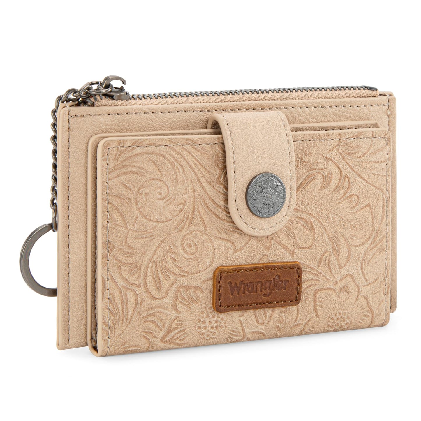 Montana West X Wrangler Small Ladies Wallet Rfid Blocking Credit Card Holder Simpl Womens Wallets Minimalist & Compact Keychain Card Organizers with Zipper Coin Pocket WG338-W099TN