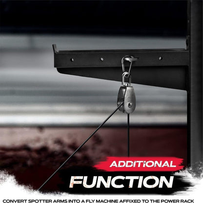 Yes4All Premium Barbell Safety Catches/Spotter Arms 2x2 - Adjustable Height Heavy-Duty Safety Spotter Arms with 1000lb Weight Capacity, Convertibility to Fly Machine & UHMW for Barbell Protection
