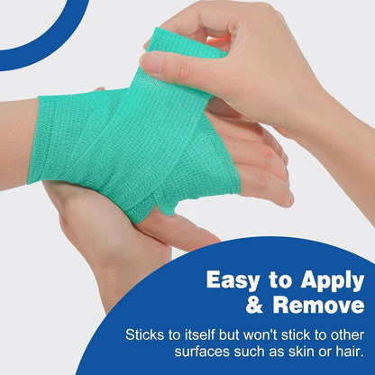 Self Adhesive Bandage Wrap - 16 Pack Elastic Cohesive Tape | 2" X 5 Yards, Colorful Athletic & Vet Wrap