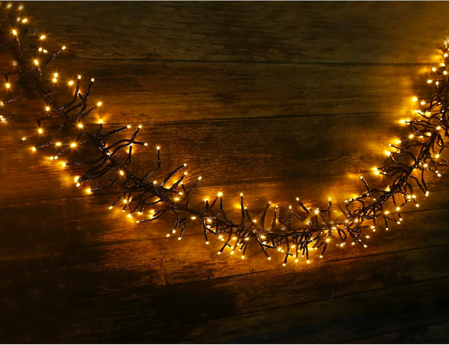 LED Cluster Lights, 400 LED Warm White Christmas Lights, 19.56FT Twinkle Christmas Tree Lights Outdoor, 8 Modes Plug in Fairy Lights for Xmas, Tree, Garland, UL Certification, Black Wire