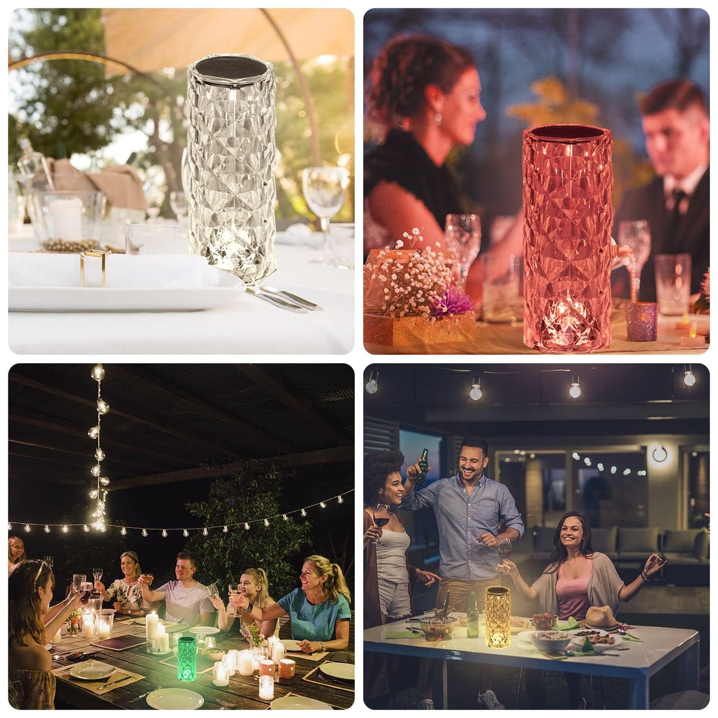 BGFHome Crystal Table Lamp RGB Color Changing Night Light,Romantic LED Rose Diamond Touch Lamps for Living Room (Remote & Touch)