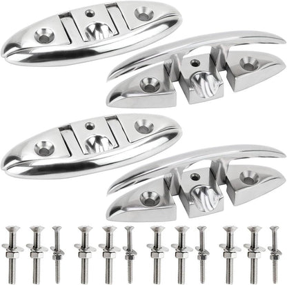 Marine Grade Boat Cleat - 6-Inch 316 Stainless Steel Folding Cleat | Ideal for Kayaks & Docks