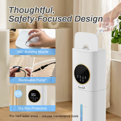 Humidifier Large Room Bedroom with Night Light, 2.1Gal(8L) Humidifiers for Home with Essential Oil Diffuser, Top Fill Whole House Cool Mist Humidifiers for Plants Baby Kids Adults(Black)