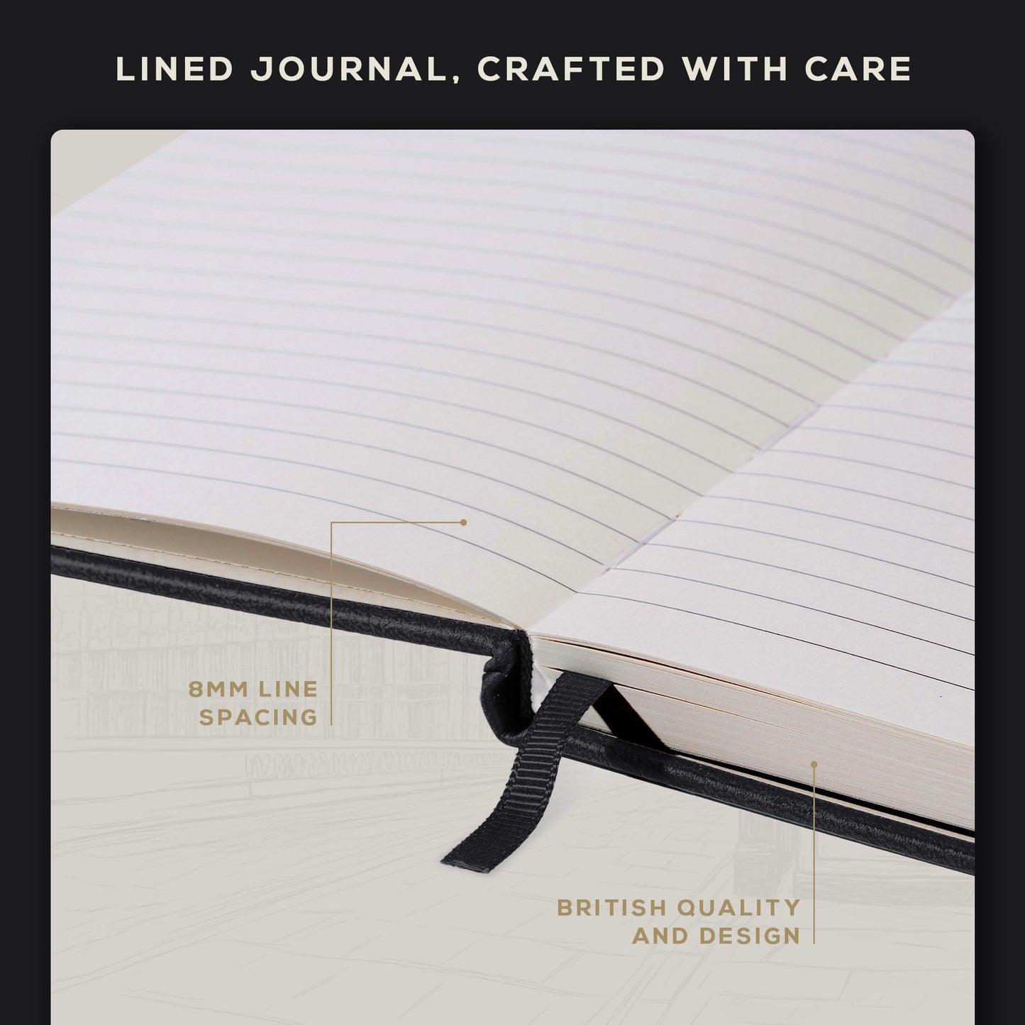 BEECHMORE BOOKS Large Lined Journal Notebook, 8.5" x 11.5" (A4) Hardcover Vegan Leather Executive Diary for Work, Thick 120gsm Paper, Lay-Flat Binding, Gift Box