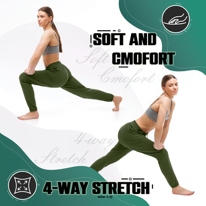 Walifrey Womens Joggers with Pockets, Drawstring Sweatpants Women for Lounging Jogging Gym and Workout OliveGreen,1 Pack OliveGreen L