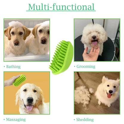 Yintoper Dog Bath Brush, Pet Silicone Shampoo Brush, Rubber Shower Wash Curry Brush for Short Long Haired Dogs Cats Shedding Grooming and Massage, Pet Rubber Brush Removes Loose & Shed Fur