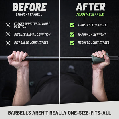 N-Gage Grips PRO – Patented Angled Barbell Thick Grips for Joint Support & Muscle Activation – Ergonomic Bar Attachments for Strength Training - Gym Accessories Manufactured in the USA (1 Pair)