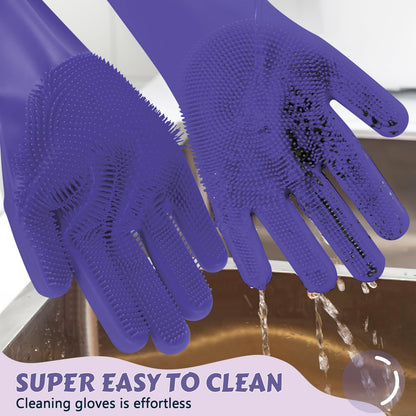 Pecute Heat Resistant Silicone Grooming Gloves with High-Density Teeth and Enhanced Five Finger Design for Bathing and Massaging Dogs and Cats