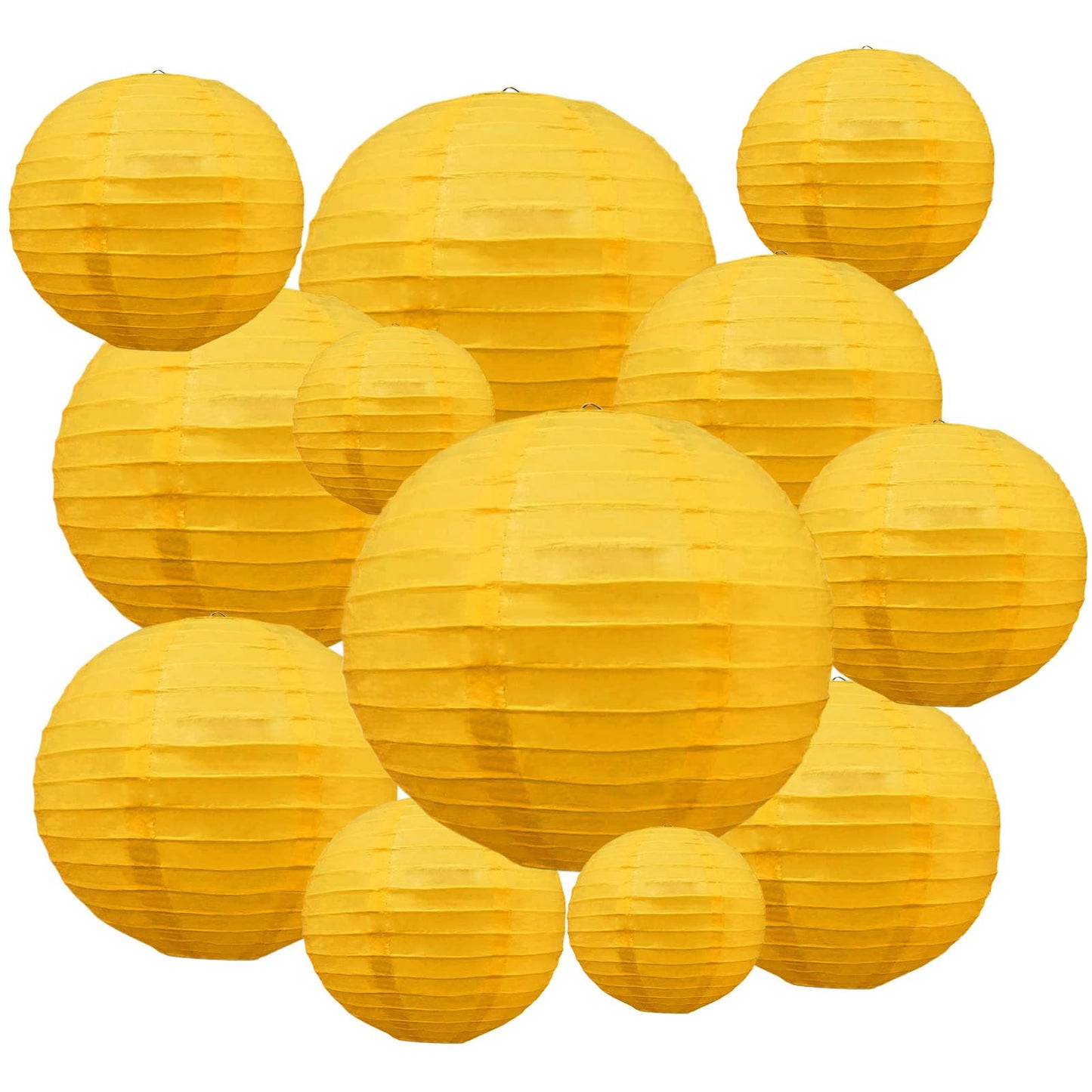 20Pcs Yellow Paper Lanterns for Parties, 6” 8” 10” 12” Chinese Asian Hanging Round Paper Lanterns for Birthday Wedding Halloween Christmas Home Decor Party Decor