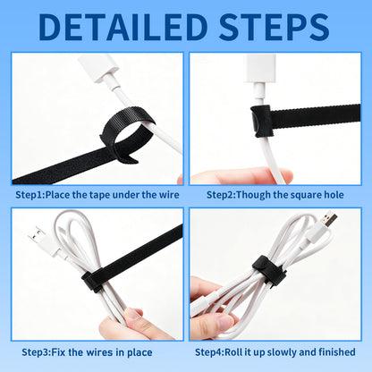 NIOPELO 100PCS Hook and Loop Straps - 6 Inch Reusable Cable Ties for Cable Management, Adjustable Cord Organizer Hook & Loop Straps for Home, Office and Data Centers, Black