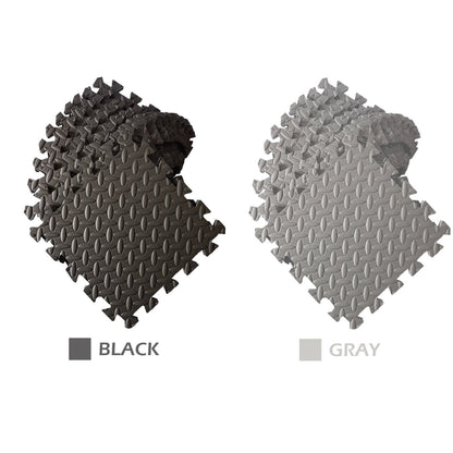 A2ZCARE Puzzle Exercise Mat with EVA Foam Interlocking Tiles - Interlocking Floor Mats for Gym Equipment - Ideal for Home Gym, Aerobic, Yoga and Pilates (Black and Grey (12pcs with Border Tiles))