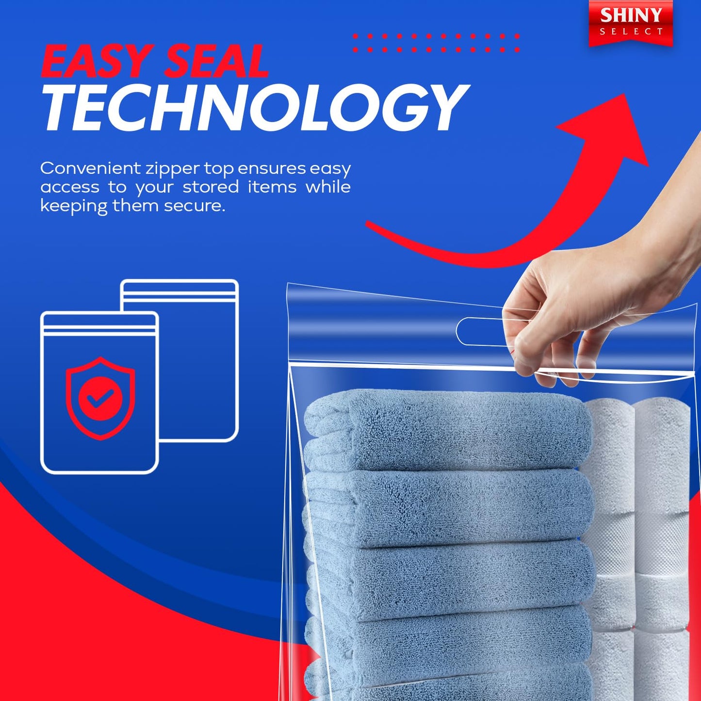 10 Gallon Jumbo Storage Bag With Handle & Resealable Zipper Top Huge Size 24" x 24",12 Clear Big Plastic Bags Extra Large XL, 4 Mil Thick Heavy Duty for Linen, Baby, Sports