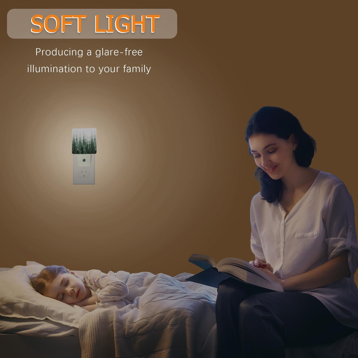 YASHILAIYA Forest Night Light,Christmas Tree Night Lights Plug into Wall Night Lights for Boys Girls Gifts for Stairway Hallway Bedroom 0.5W Nightlight