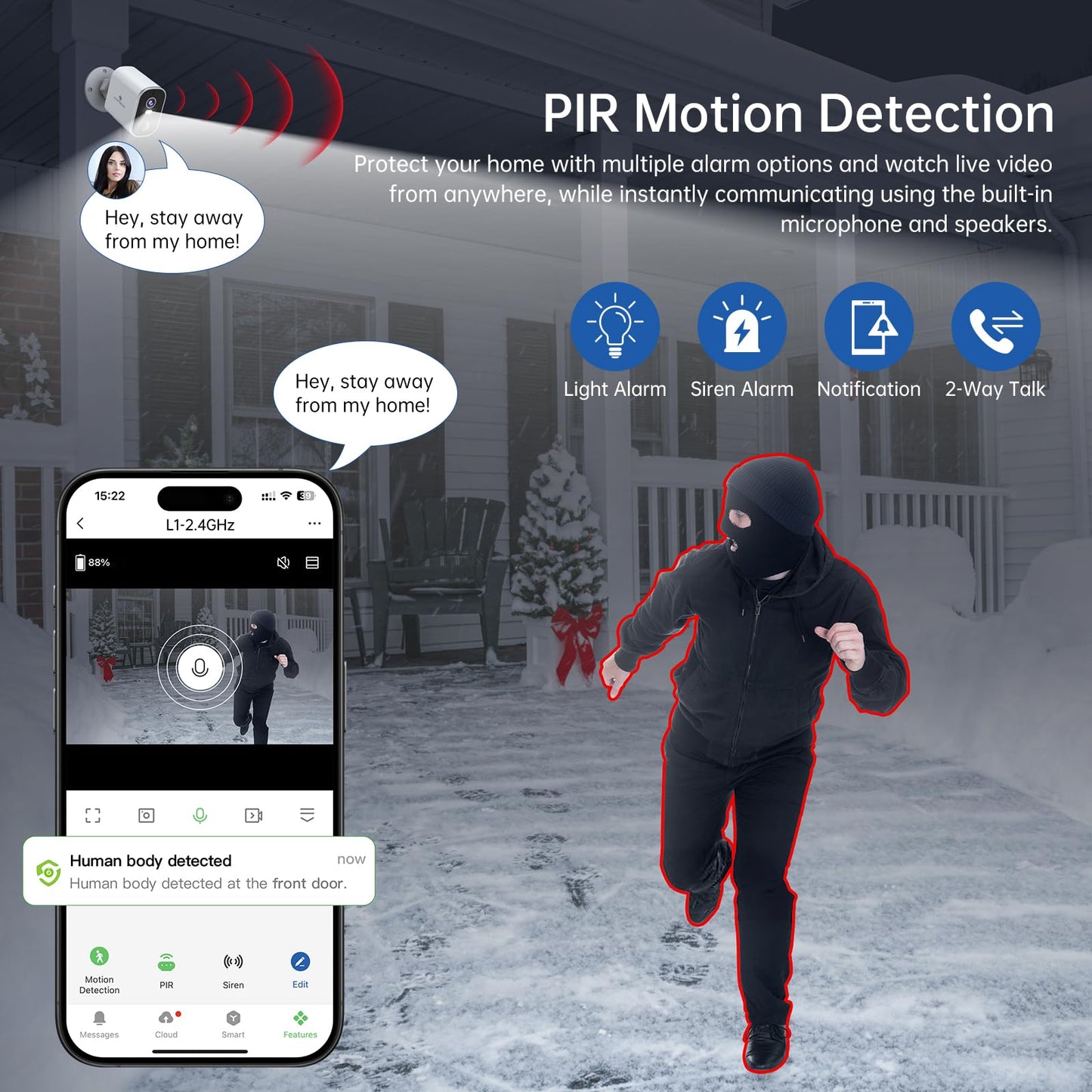 Security Cameras Wireless Outdoor 2K: Battery Powered WiFi Camera with AI Motion Detection for Home - Color Night Vision Spotlight Siren Alarm 2-Way Talk IP65 Waterproof Cloud TF Storage 2-Pack