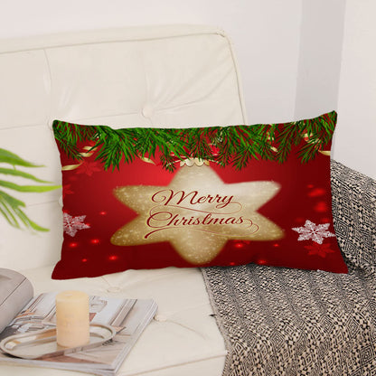 Set of 4 Christmas Pillow Covers 12x20 Inch Xmas Pillow Cases Velvet Throw Pillow Covers Red Gold Winter Holiday Cushion Covers Outdoor Couch Sofa Home Decorations for New Year
