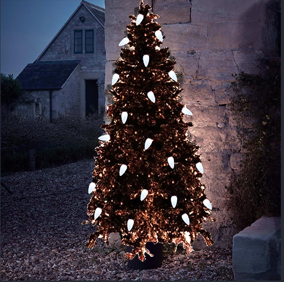 MXTCLM C3 Christmas Lights 50 LED White Strawberry 18ft Brown Wire Waterproof String Lights for Outdoor Indoor Garden Yard Home Party Christmas Tree Decorations(White)