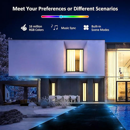 INDARUN Deck Lights Outdoor Waterproof 30 pcs, Φ1.22 RGB Smart 12V Low Voltage LED Recessed Deck Lighting with Remote, Work with Alexa/Google, Outdoor Step Stair Lights for Floor Landscape Lighting