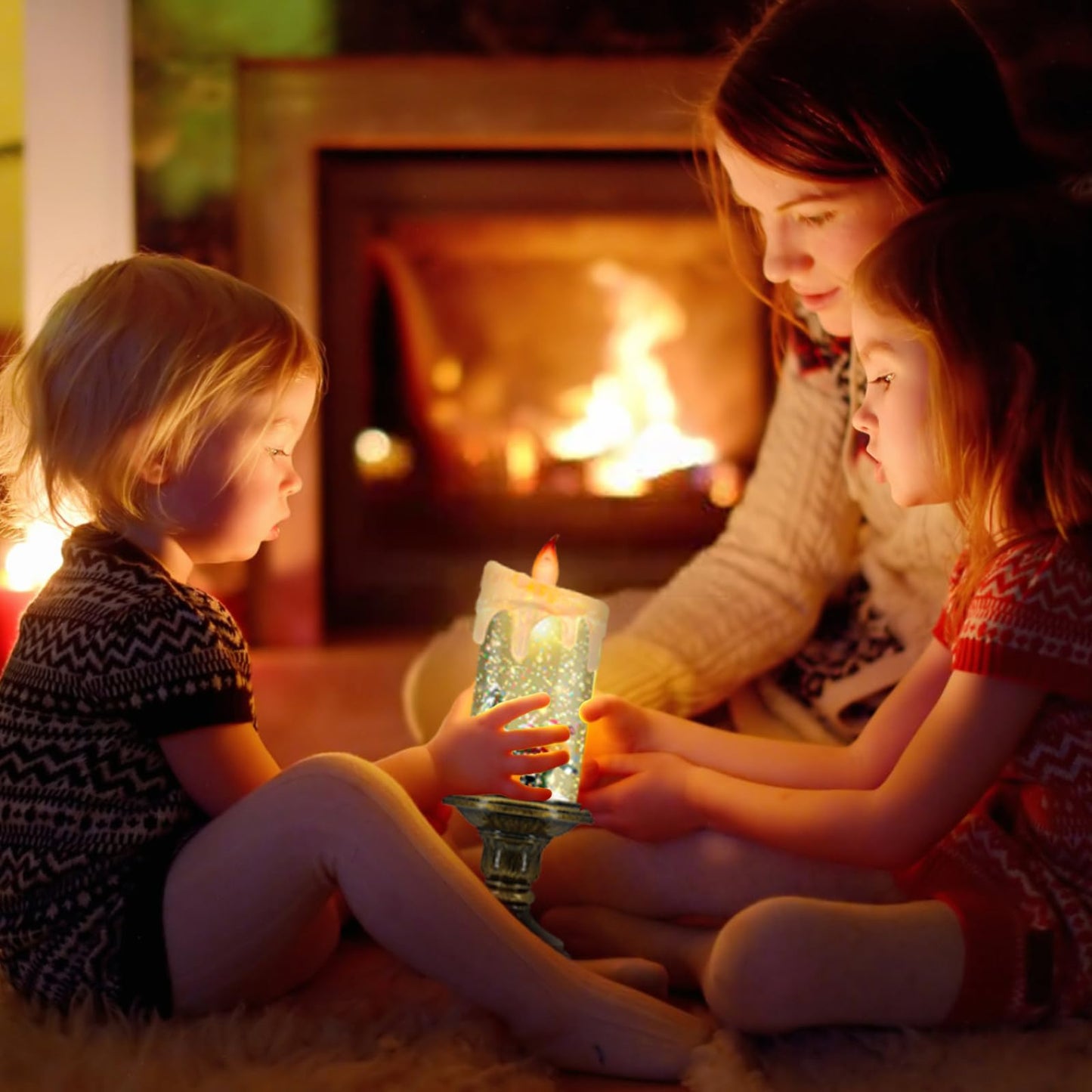 AOMIL Christmas Flameless Candles, Flickering LED Candles with Timer, Snow Globe Candle Lights for Christmas Decorations
