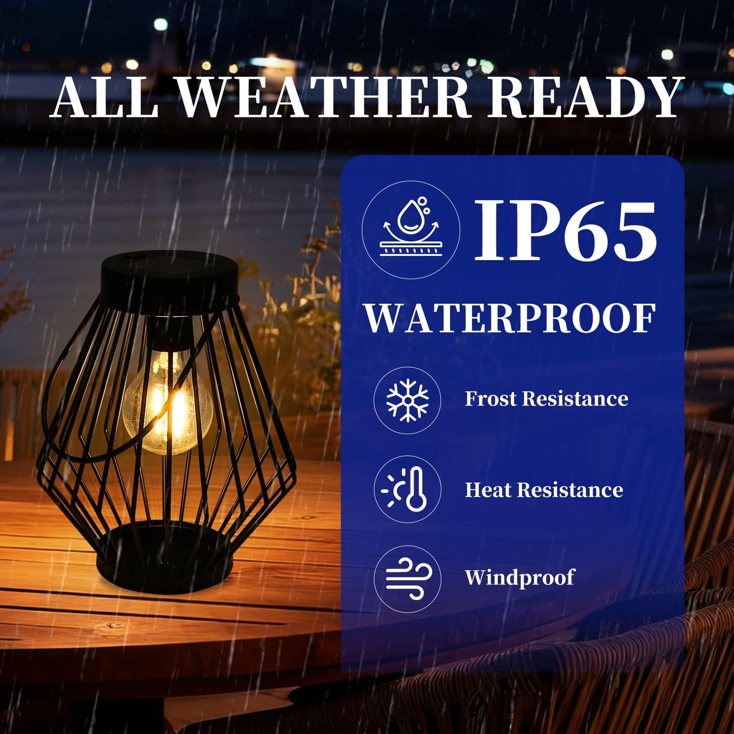 Solar Lanterns Outdoor Waterproof, 2 Pack Metal Decorative Hanging Lantern Lights with Warm White LED Bulb, Solar Powered Patio, Yard & Garden Decor, Ideal for Housewarming & Christmas Gifts