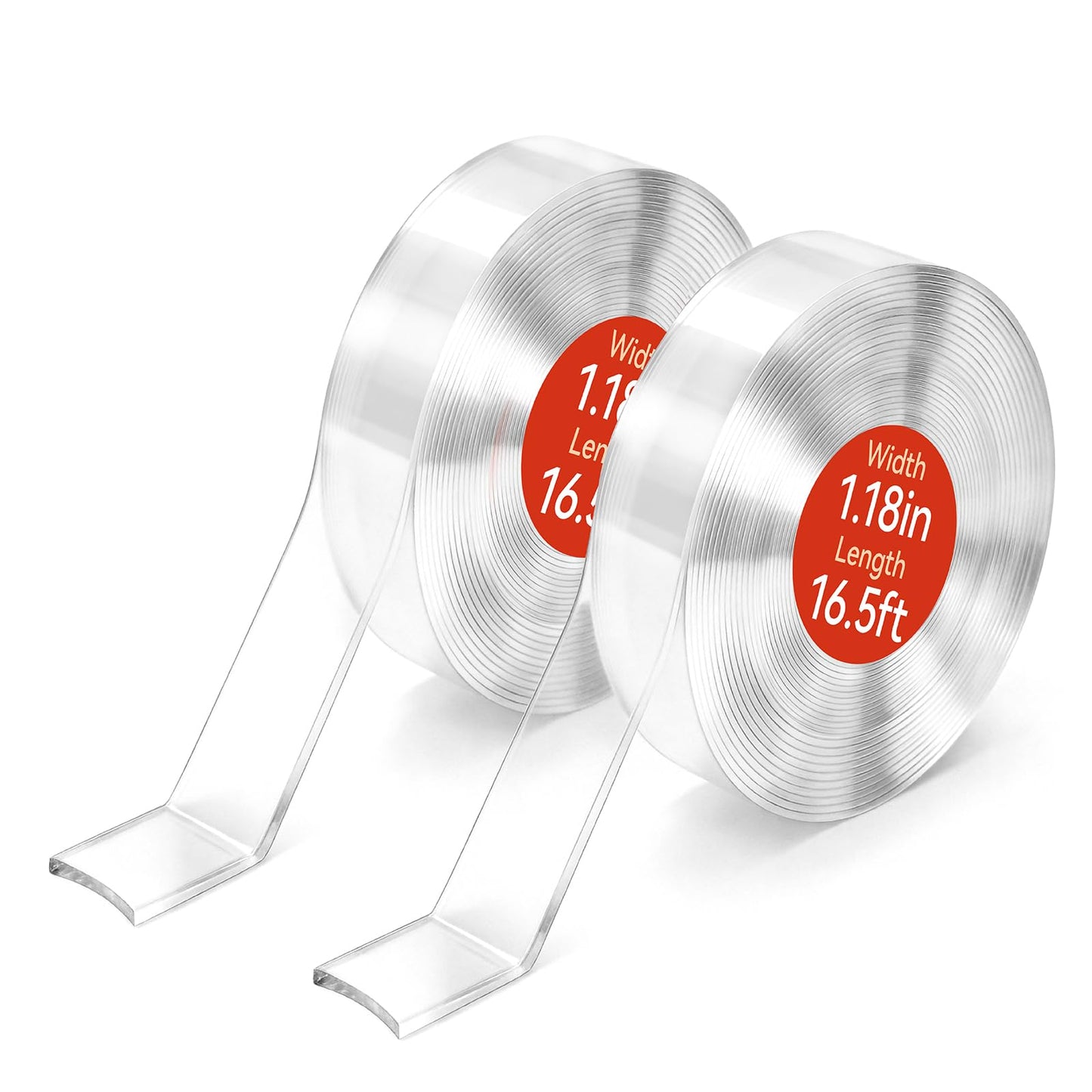 Comix Double Sided Tape Heavy Duty, 1.18" x 197"(16.4ft), Removable Washable Nano Tape, Residue-Free, Multipurpose Reusable Gel Mounting Tape, 2 Rolls