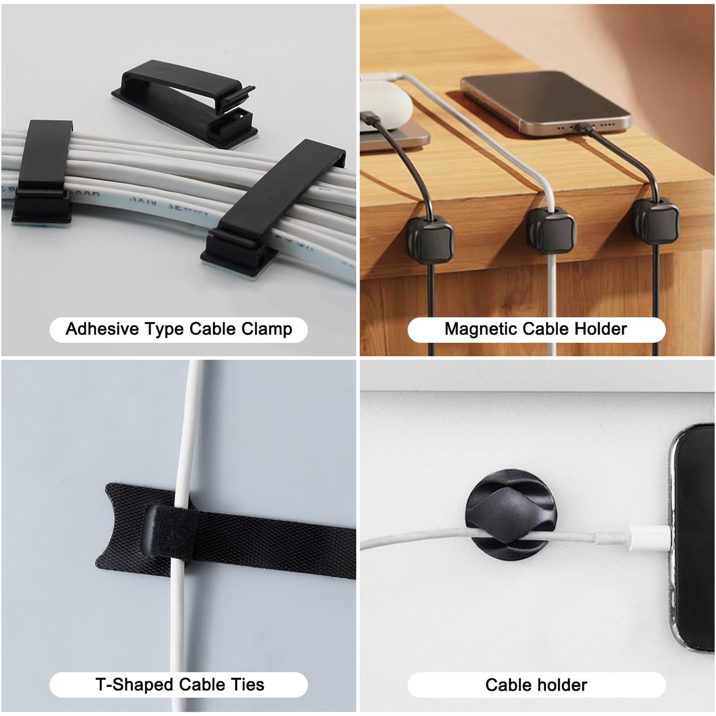 Under Desk Cable Management Tray, No Drill Steel Cord Organizer Kit with 52Pcs Different Essential Accessories for Home Office Standing Desk (13.4inch, Black)